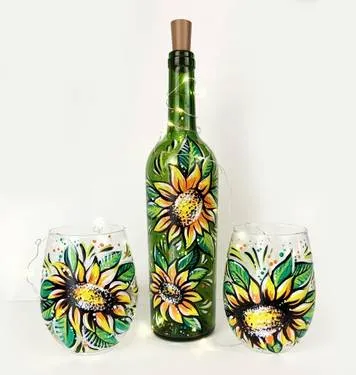 Sip, Glass Paint & Bloom Sunflowers – The Ultimate Glass Paint Night out at Grafted Cellars! — Painting