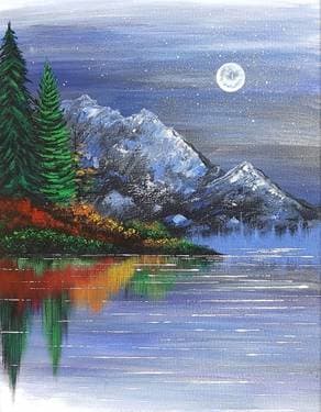 Bright Autumn Reflections - Paint and sip event at Tumbleweed Lounge at the Plaza Hotel in Kamloops, BC - PaintNite.com