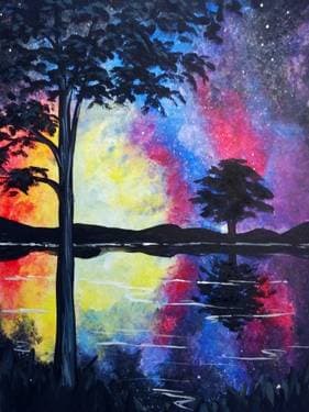 Rainbow Galaxy Reflection - Paint and sip event at Ventura Coast Brewing Company in Ventura, CA - PaintNite.com