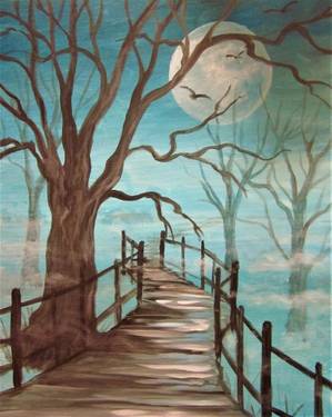 Mysterious Foggy Path — Painting