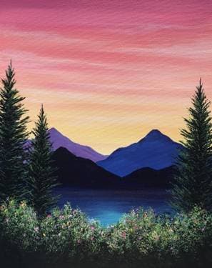 Sunset Mountain Hike - Paint and sip event at Crawford Brew Works in Bettendorf, IA - PaintNite.com