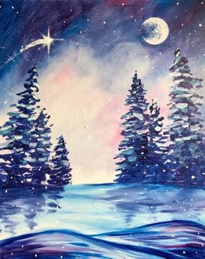 A Winter Wonderland - Paint and sip event at Kosmos in Leduc, AB - PaintNite.com