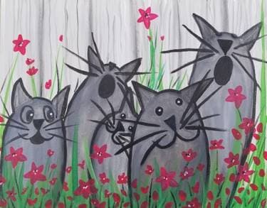 Happy Cats - Paint and sip event at Logan's Roadhouse Chico in Chico, CA - PaintNite.com