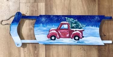 Red Christmas Truck - Paint and sip event at Sports On Tap in Saskatoon, SK - PaintNite.com