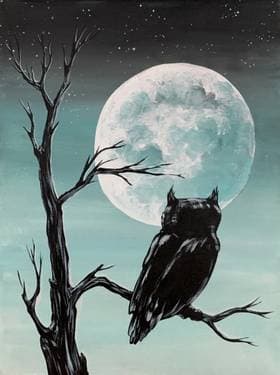 Full Moon Owl Silhouette - Paint and sip event at Nostra Tavola in Vancouver, WA - PaintNite.com