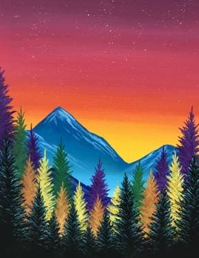 Autumn Sunset Pine - Paint and sip event at Best Western Premier at Fisher's Landing in VANCOUVER, WA - PaintNite.com