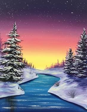 Winter Glimmer - Paint and sip event at Notre-boeuf-de-grace in Laval, QC - PaintNite.com