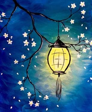 Lantern Blossom - Paint and sip event at Kelseys Grandpark in MISSISSAUGA, ON - PaintNite.com