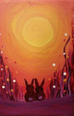 PaintNite "Rabbit Sunset" canvas painting on Thursday, Sept. 10, at 6:30 at The Creek (Waldorf) — Painting