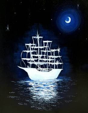 Midnight Ghost Ship - Paint Nite event in Boston, MA