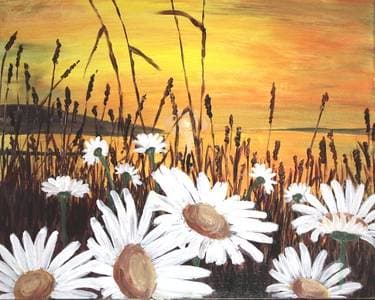 Crazy Daisy Sunset - Paint and sip event at Canlan Sports- Langley Twin Rinks in Langley, BC - PaintNite.com