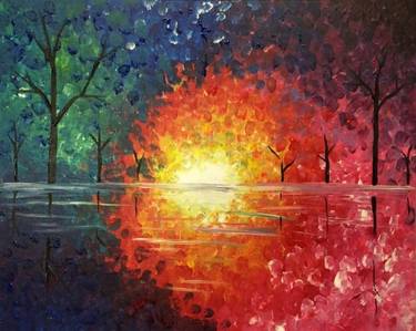"Oasis Mountains" canvas painting at Mighty Squirrel Fenway — Painting