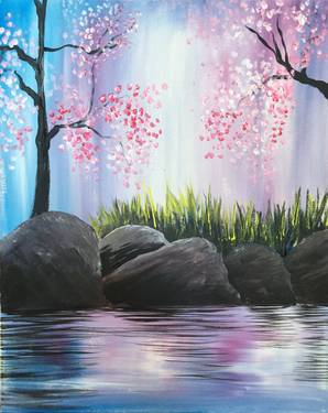 Paint Nite @ Broadway Nepean SATURDAYS: Cherry Blossoms on the Rocks — Painting