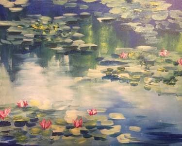 Impressionist Monet Water Lilies - Paint and sip event at Great American Beer Hall in Medford, MA - PaintNite.com