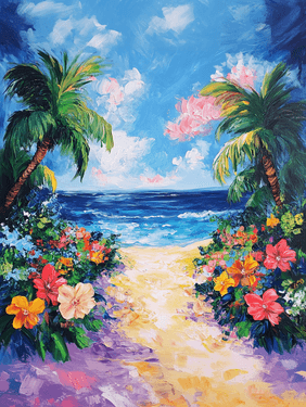 Tropical Beach Walk - Paint Nite event in Burnaby, BC