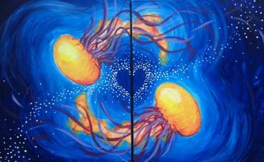 Jellyfish Love Partner Painting - Paint Nite event in Sandy , UT
