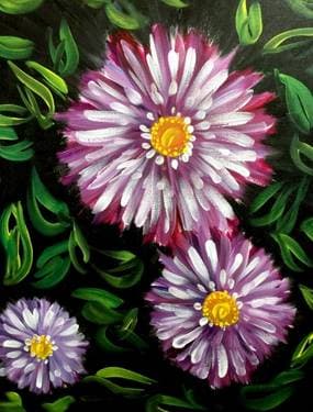 Purple Fantasy Flowers II - Paint and sip event at Ristorante Di Parma in Hayward, CA - PaintNite.com