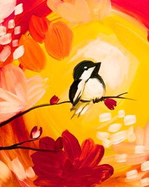 Summer Chickadee - Paint and sip event at The Bend Lounge in Edmonton, AB - PaintNite.com