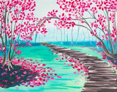 Boardwalk and Blooming Forest - Paint and sip event at Mossop's Social House in Toronto , ON - PaintNite.com