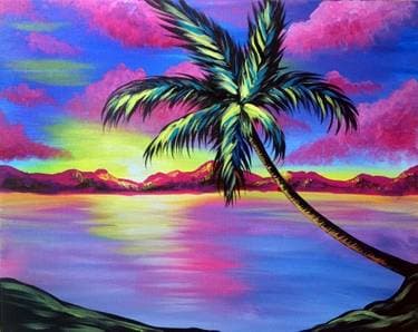 Tropic Skies Palm Tree - Paint and sip event at Leashless Brewing in Ventura, CA - PaintNite.com
