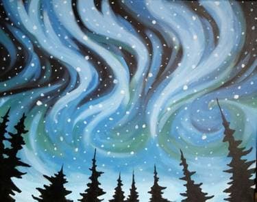 Snowy Northern Lights II - Paint and sip event at The Canadian Brewhouse - Mahogany in Calgary, AB - PaintNite.com