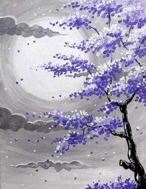Full Moon Purple Blossoms - Paint and sip event at Boston Pizza Burlington South in Burlington, ON - PaintNite.com