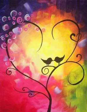 Colorful Kissy Kissy - Paint and sip event at Sonoma Harvest Winery in Fairfield, CA - PaintNite.com
