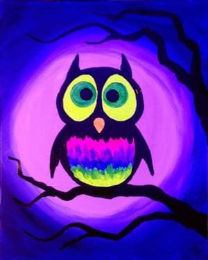 BLACK LIGHT Glow Owl - Paint and sip event at Loulou Céramique in Montreal, QC - PaintNite.com