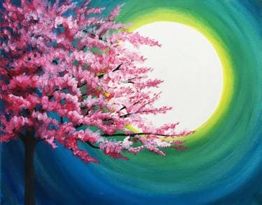 Cherry Blossom in Moonlight - Paint and sip event at Anchor Bar (Stony Point) in Richmond, VA - PaintNite.com