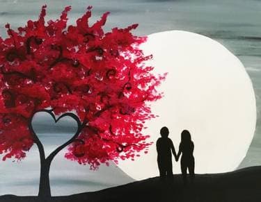 Red Heart Tree in Moonlight - Paint Nite event in Ottawa, ON