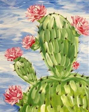 Cactus Flowers - Paint and sip event at Wood-n-Tap in Enfield, CT - PaintNite.com