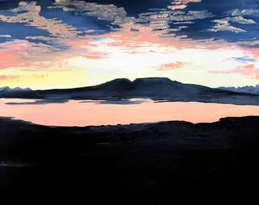 Alaska Series: Sleeping Lady Sunset at South Restaurant + Coffeehouse — Painting