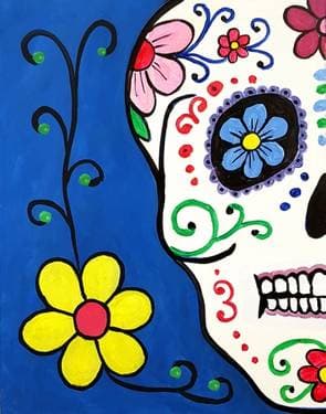 Azul Mexican Calavera "Sugar Skull" - Paint and sip event at Elixir Lounge in Holladay, UT - PaintNite.com