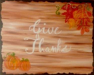 "Give Thanks" Holiday Vintage Sign - Paint and sip event at 83 Degrees in Carlsbad, CA - PaintNite.com