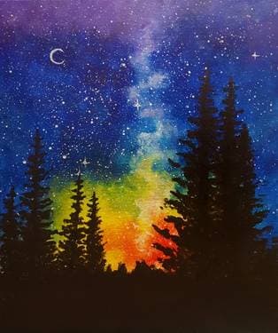 A Night at Rainbow Pines - Paint and sip event at The Hub 916 in Sacramento , CA - PaintNite.com