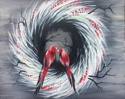 Winter birds on a wreath thumbnail