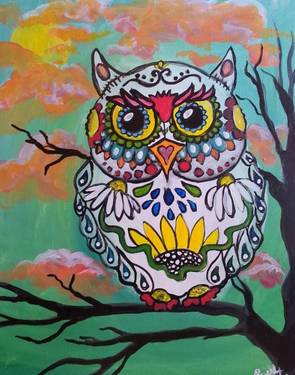 Day of the Dead Floral Owl — Painting