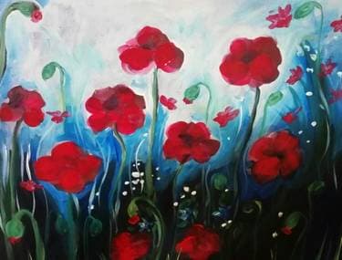 POPPIES IN BLUE SKY - Paint Nite event in Duarte, CA
