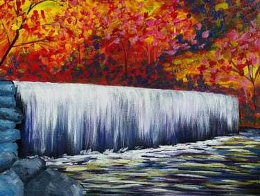 Autumn Waterfall ii - Paint Nite event in Airdrie, AB