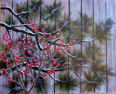 Barn Boards, Evergreens and Berries at Ye Olde Sonoma Public House — Painting