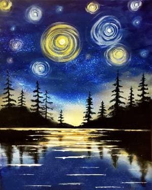 Starry Lake - Paint and sip event at Mountain Mike's Pizza in sa, CA - PaintNite.com