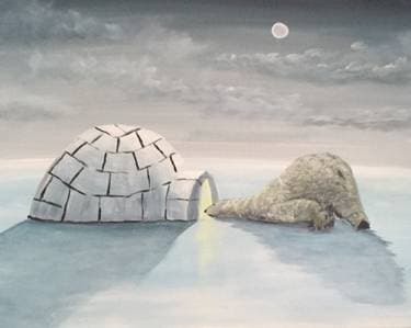 Polar Bearing Igloo - Paint and sip event at The Flats Eatery + Drink Saskatoon in Saskatoon, SK - PaintNite.com