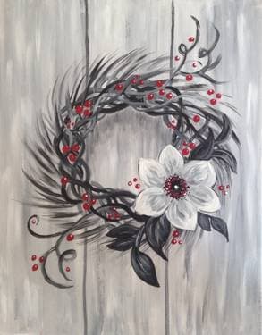 Winterberry Wreath - Paint and sip event at Logan's Roadhouse Chico in Chico, CA - PaintNite.com