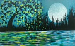 Moonlit Emerald Tree Partner Painting thumbnail