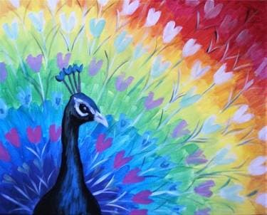 Peacock Show of Hearts - Paint and sip event at Kathrin's Biergarten in Rocklin, CA - PaintNite.com