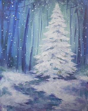Snowy Pine - Paint and sip event at Elixir Lounge in Holladay, UT - PaintNite.com