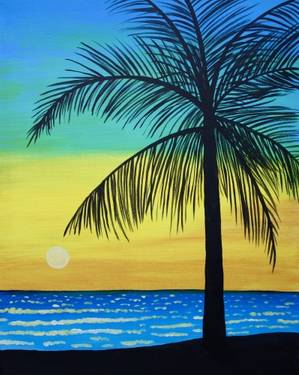 Paint and Sip Palm Tree by the Ocean — Painting