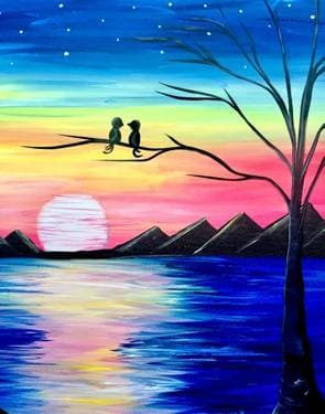 Rainbow Sunset Lovers - Paint Nite event in Pointe-Claire, QC