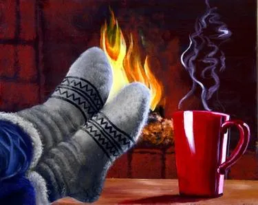 Warm Coffee By The Fireplace at Murphy's Irish Pub — Painting