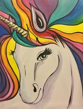 Rainbow The Unicorn - Paint and sip event at Broadway Bar and Grill Portobello in Ottawa, ON - PaintNite.com
